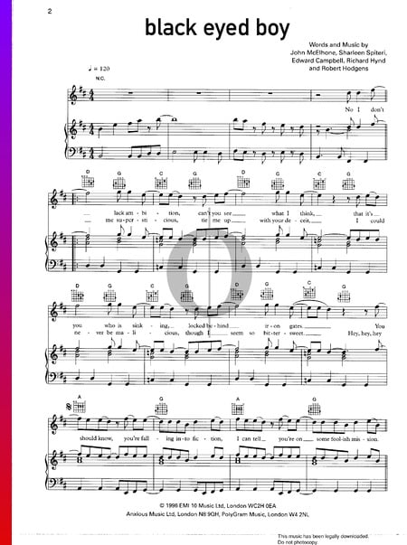Black Eyed Boy Sheet Music