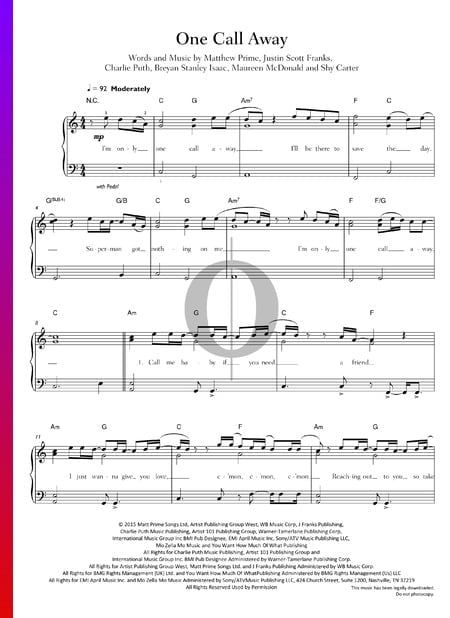 One Call Away Musik-Noten