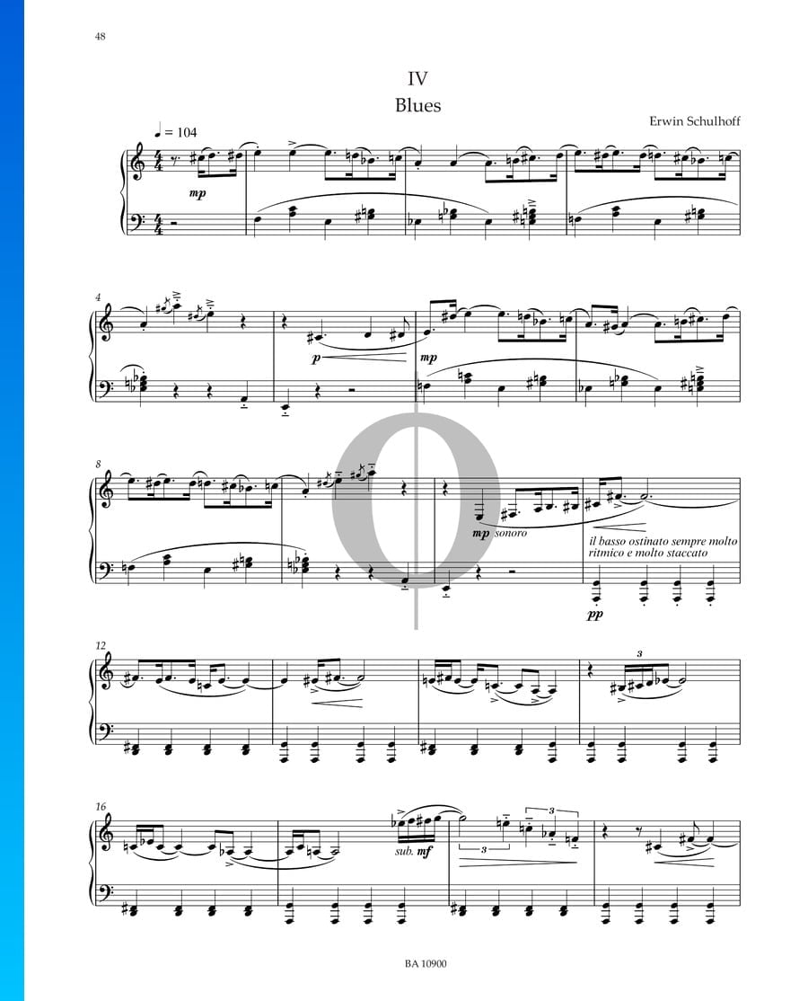 Blues (Erwin Schulhoff) Piano Sheet Music - OKTAV