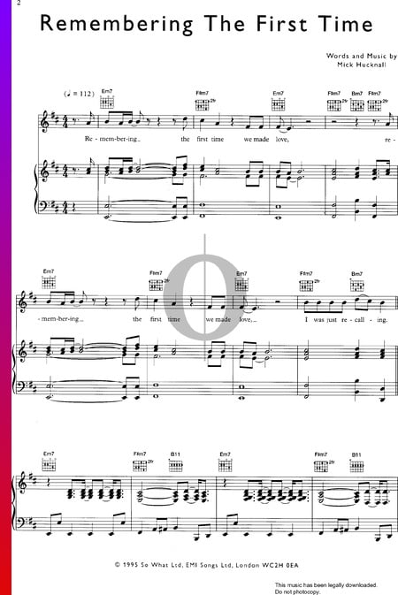 Remembering The First Time Sheet Music