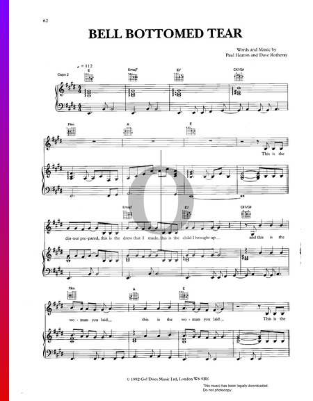 Bell Bottomed Tear Musik-Noten