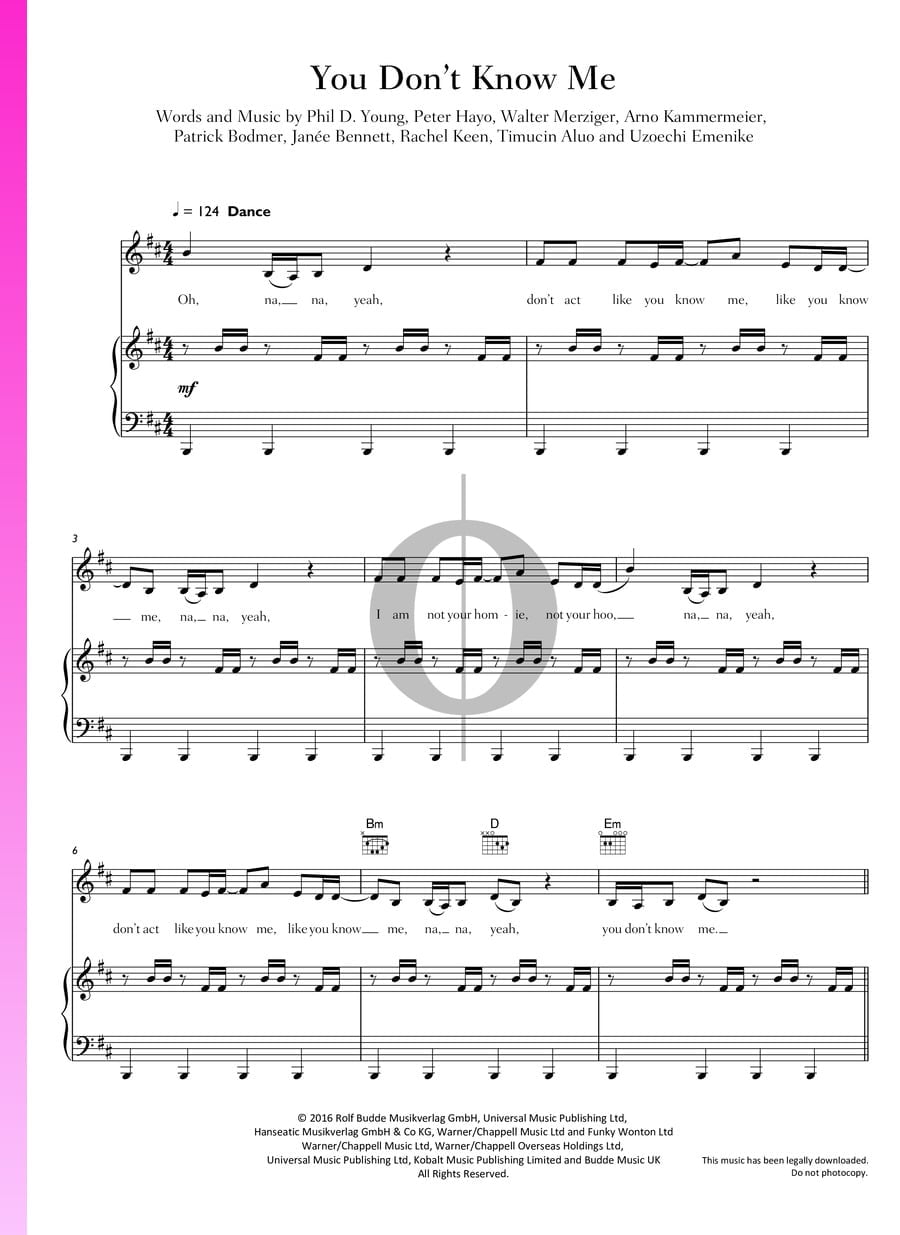 You Don T Know Me Jax Jones Piano Sheet Music Oktav