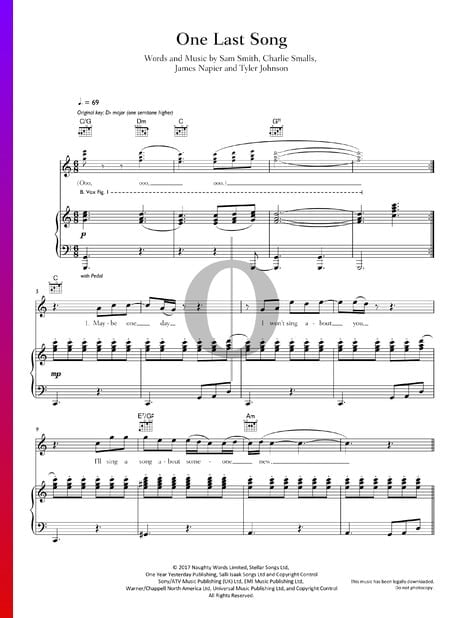 One Last Song Musik-Noten