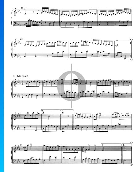 Französische Suite Nr. 4 Es-Dur, BWV 815: 6. Menuet Musik-Noten