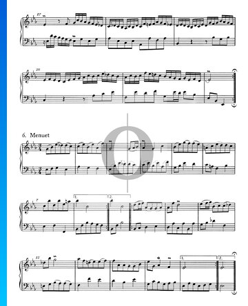 Suite francesa n.º 4 en mi bemol mayor, BWV 815: 6. Minueto Partitura