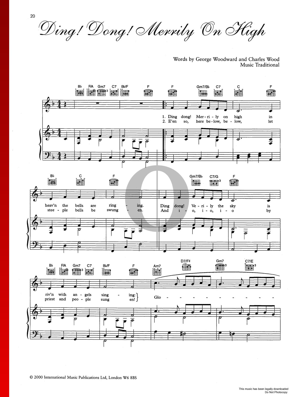 Ding Dong Merrily On High Anonymous Piano Sheet Music OKTAV