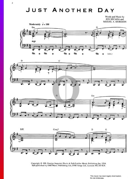 Just Another Day Musik-Noten