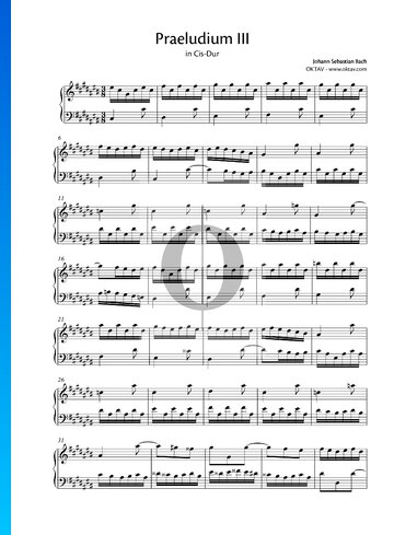 Preludio 3 en do sostenido mayor, BWV 848 Partitura