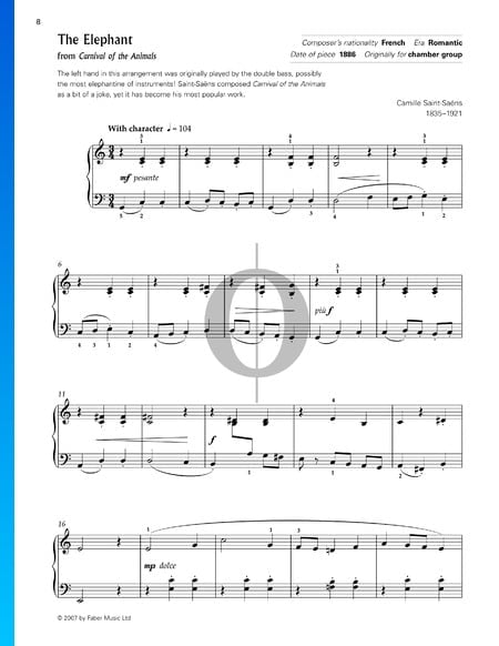 Karneval der Tiere: Der Elefant Musik-Noten