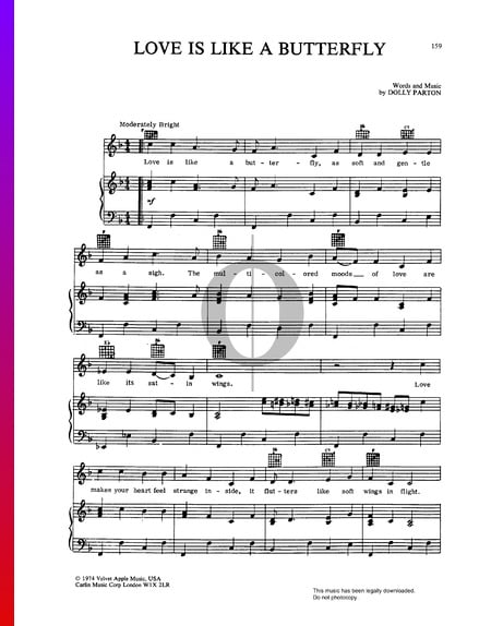 Love Is Like A Butterfly Sheet Music