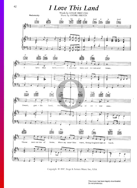 I Love This Land Musik-Noten