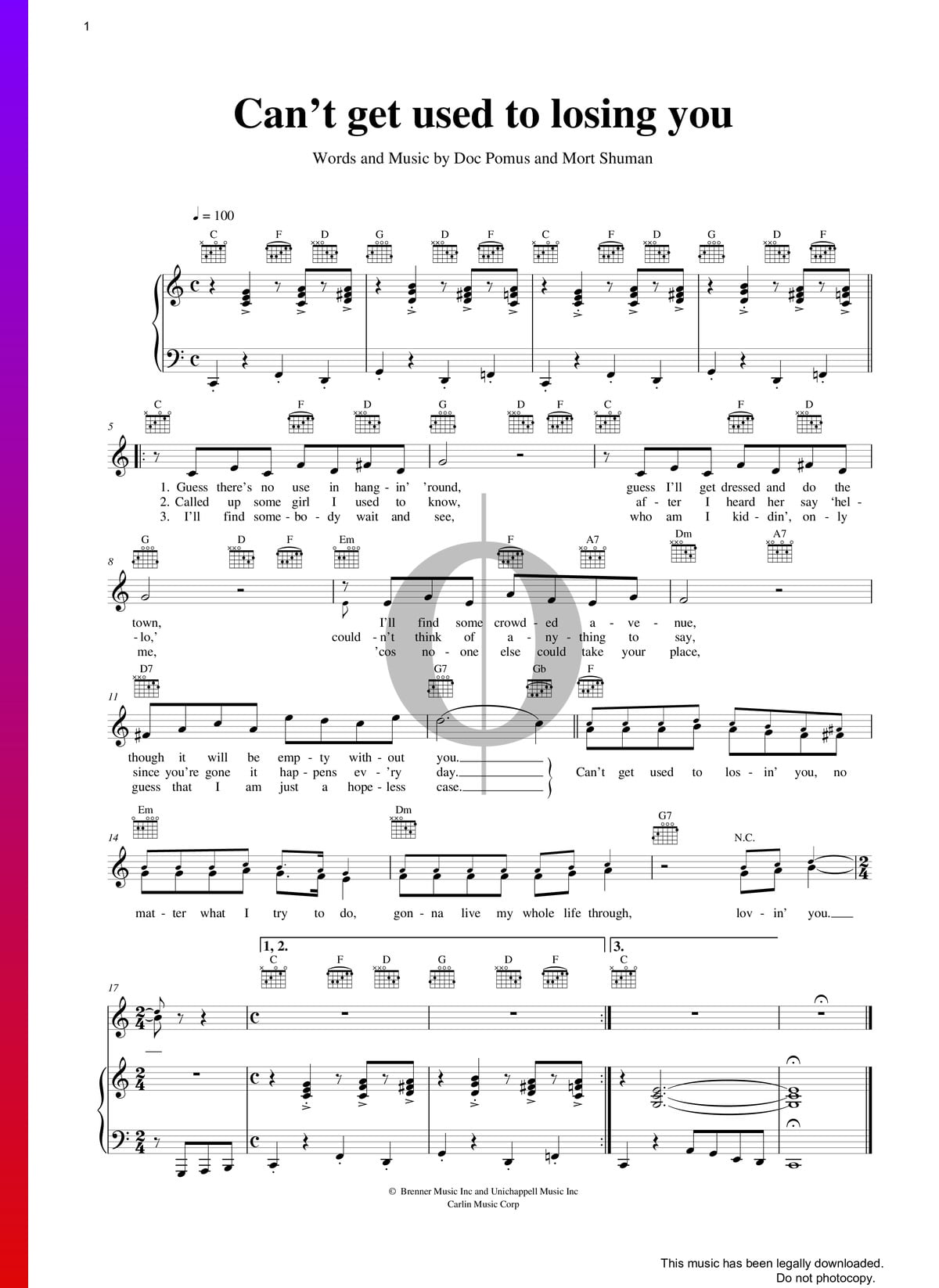 can-t-get-used-to-losing-you-sheet-music-piano-guitar-voice-pdf