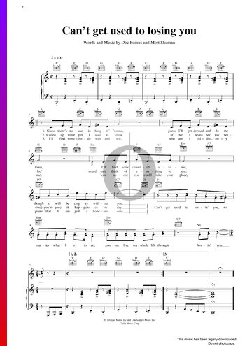 Can't Get Used To Losing You Sheet Music
