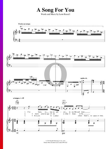 A Song For You Partitura