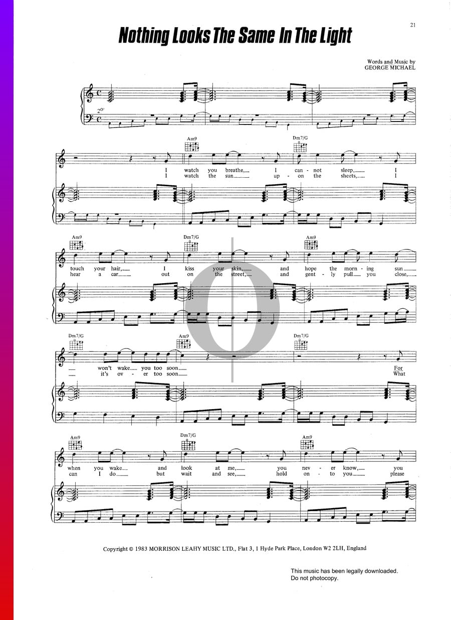 Nothing Looks The Same In The Light Sheet Music (Piano, Voice, Guitar) OKTAV