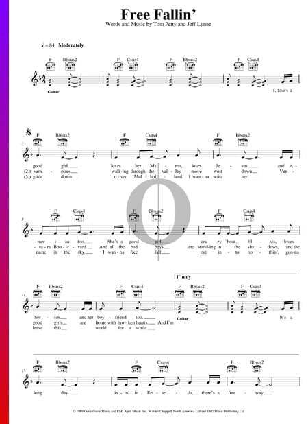 Free Fallin' Musik-Noten