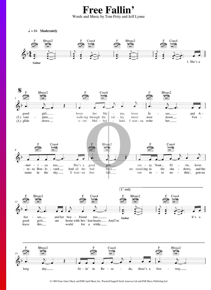 Free Fallin' (Tom Petty) Piano Sheet Music - OKTAV