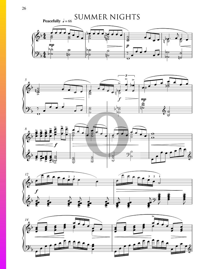 Summer Nights (Pam Wedgwood) Piano Sheet Music - OKTAV