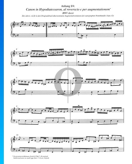 Canon in Hypodiatessaron, BWV deest Sheet Music