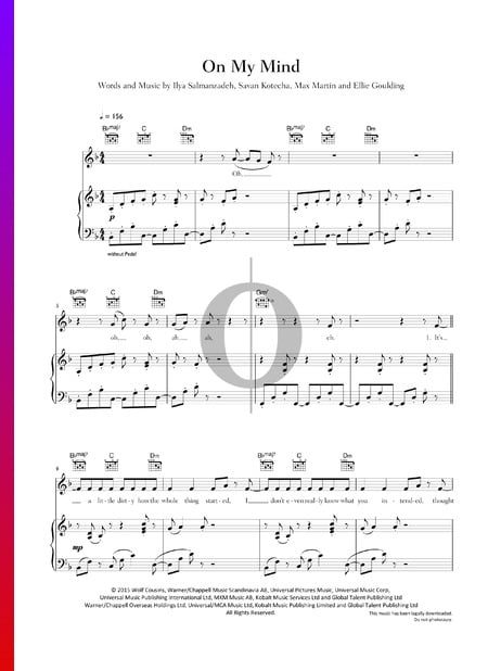 On My Mind Sheet Music