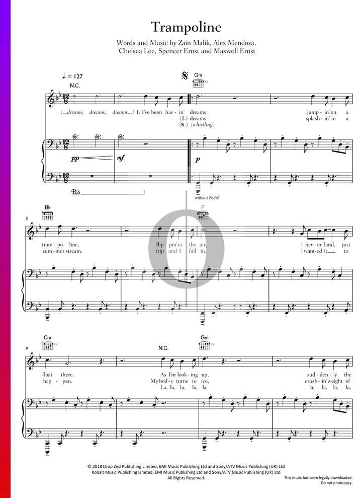 Trampoline (Zayn, Shaed) Piano Sheet Music OKTAV