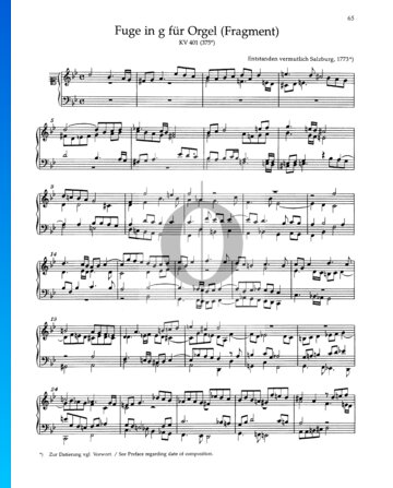 Fuge g-Moll, KV 401 (375e) Musik-Noten