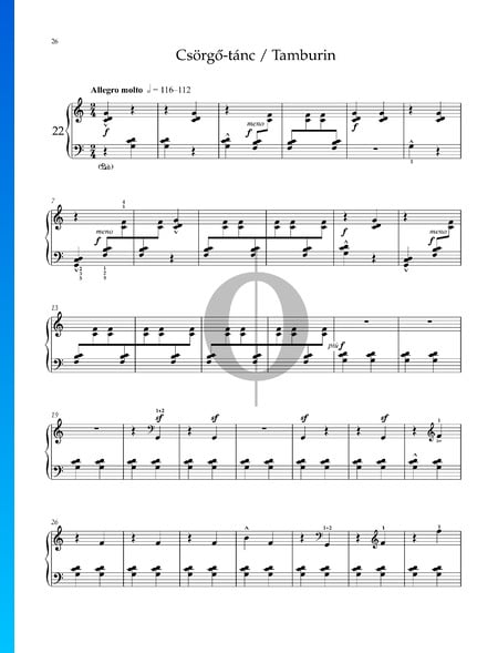 9 Kleine Klavierstücke, Sz. 82: Nr. 8 Tamburin Musik-Noten