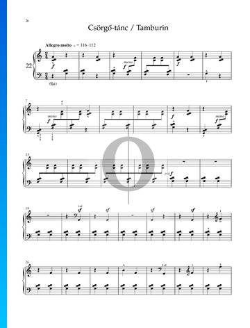 9 pequeñas Piezas para piano, Sz. 82: n.º 8 Tambourine Partitura