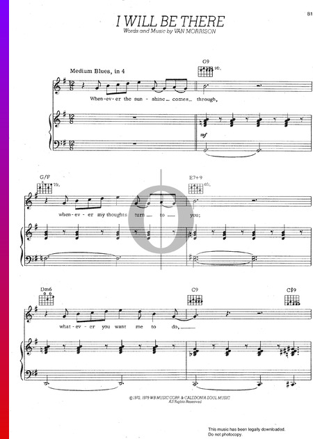 I Will Be There Sheet Music