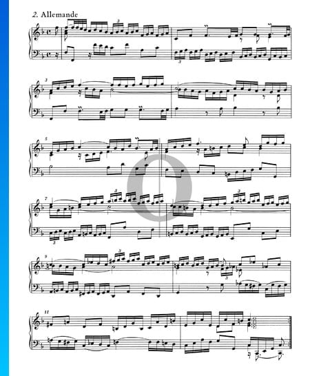 Englische Suite Nr. 4 F-Dur, BWV 809: 2. Allemande Musik-Noten