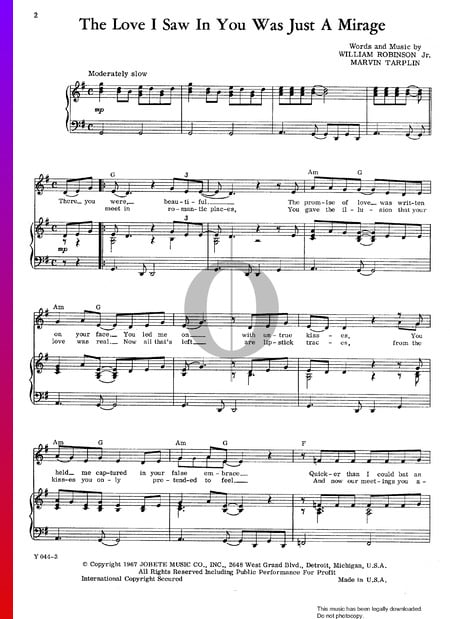 The Love I Saw In You Was Just A Mirage Musik-Noten