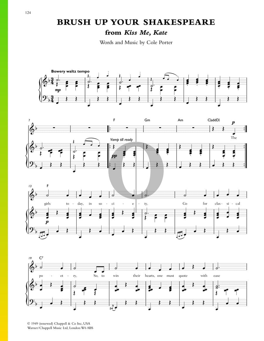 Brush Up Your Shakespeare (Cole Porter) Piano Sheet Music OKTAV