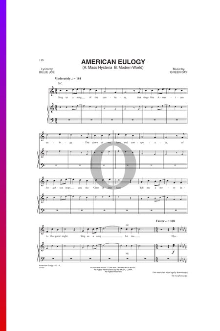 American Eulogy (Mass Hysteria Modern World) Musik-Noten
