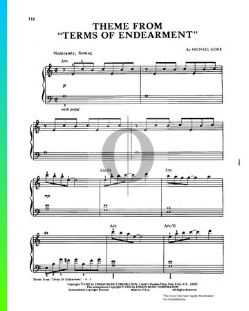 Terms Of Endearment Theme Sheet Music