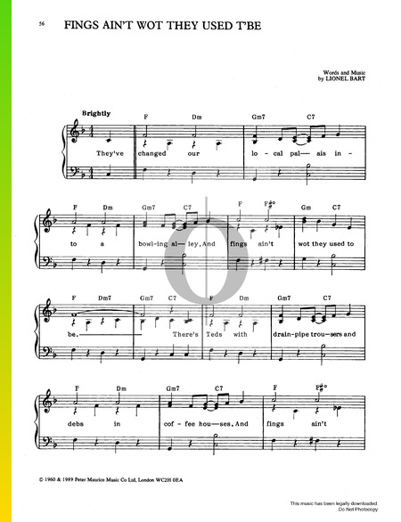 Fings Ain't Wot They Used T'Be Musik-Noten