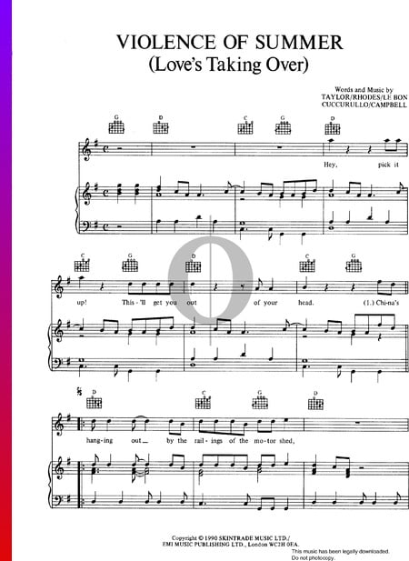 Violence Of Summer (Love's Taking Over) Sheet Music