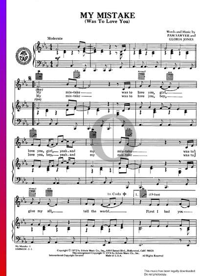 My Mistake (Was To Love You) Sheet Music