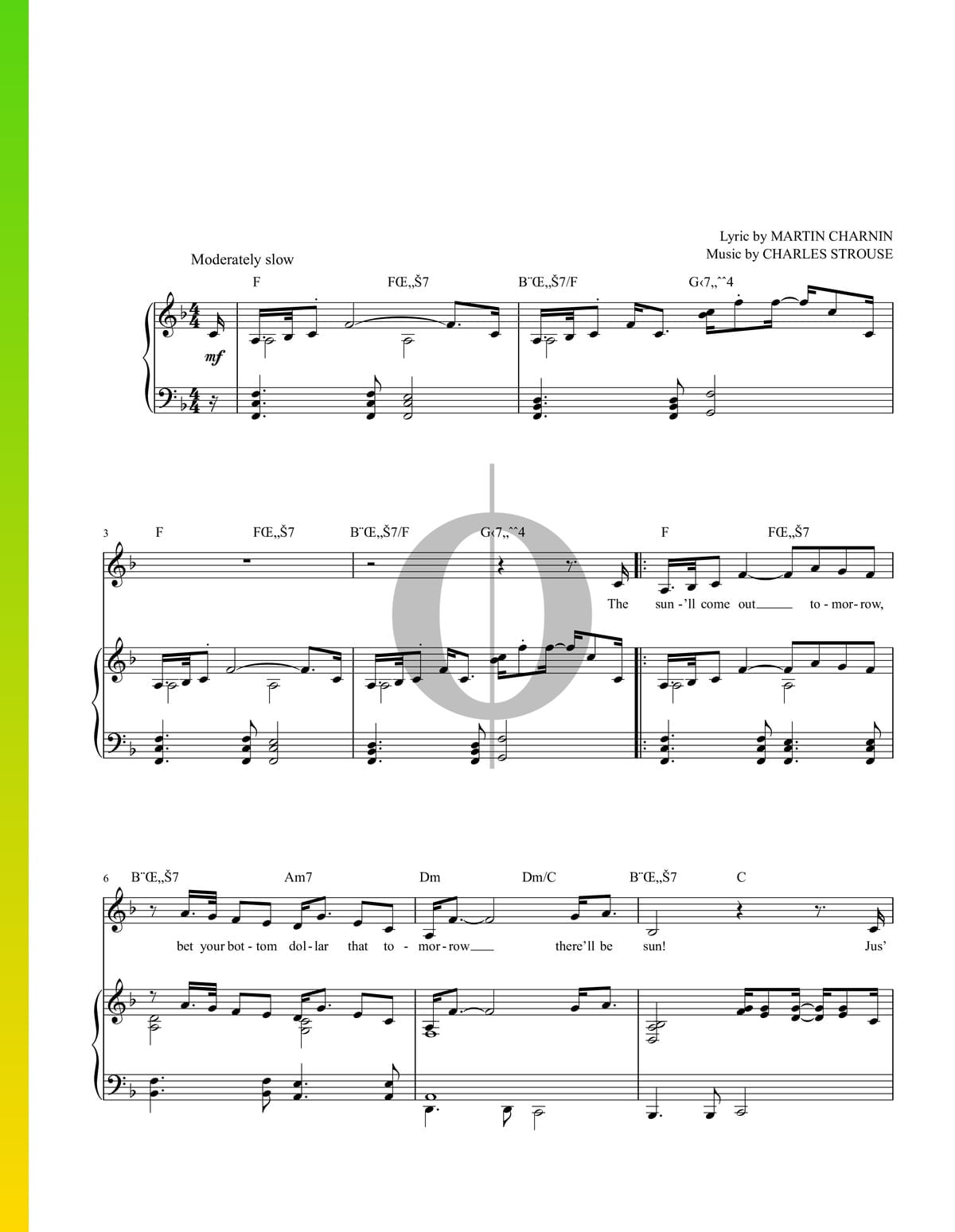 Tomorrow Partitura Charles Strouse Piano Voz OKTAV