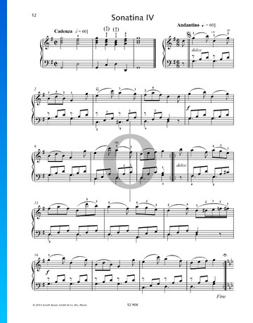 Sonatina in G Major, Op. 41 No. 4 Spartito