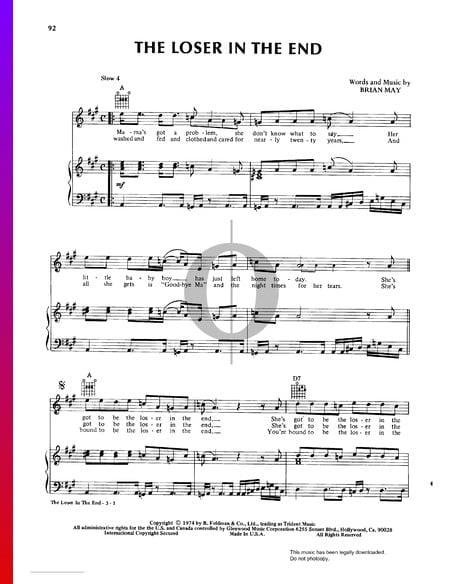 The Loser In The End Musik-Noten