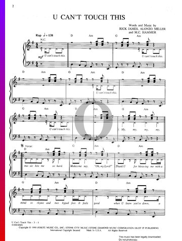 U Can't Touch This Sheet Music
