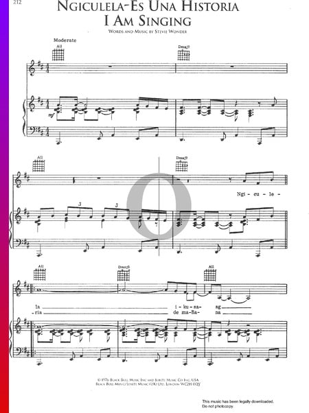 Ngiculela/Es Una Historia - I Am Singing Sheet Music