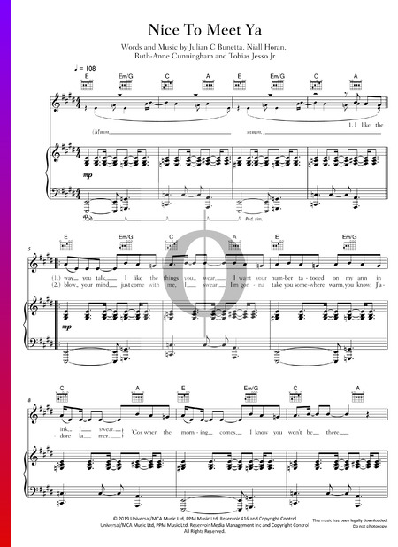 Nice To Meet Ya Musik-Noten