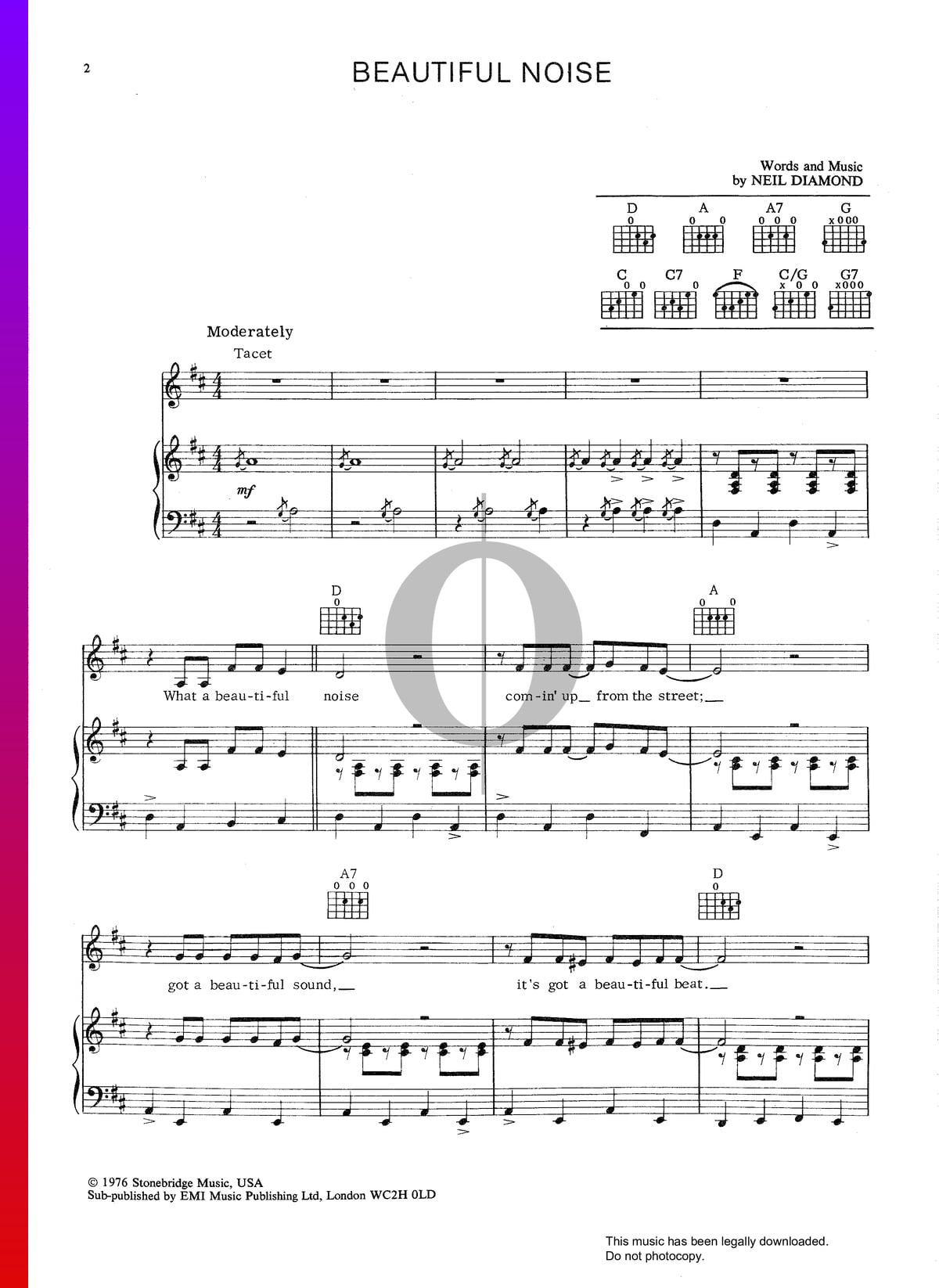 Two Pieces sheet music for voice, piano or guitar (PDF)