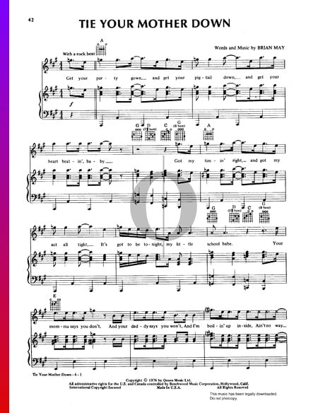 Tie Your Mother Down Sheet Music