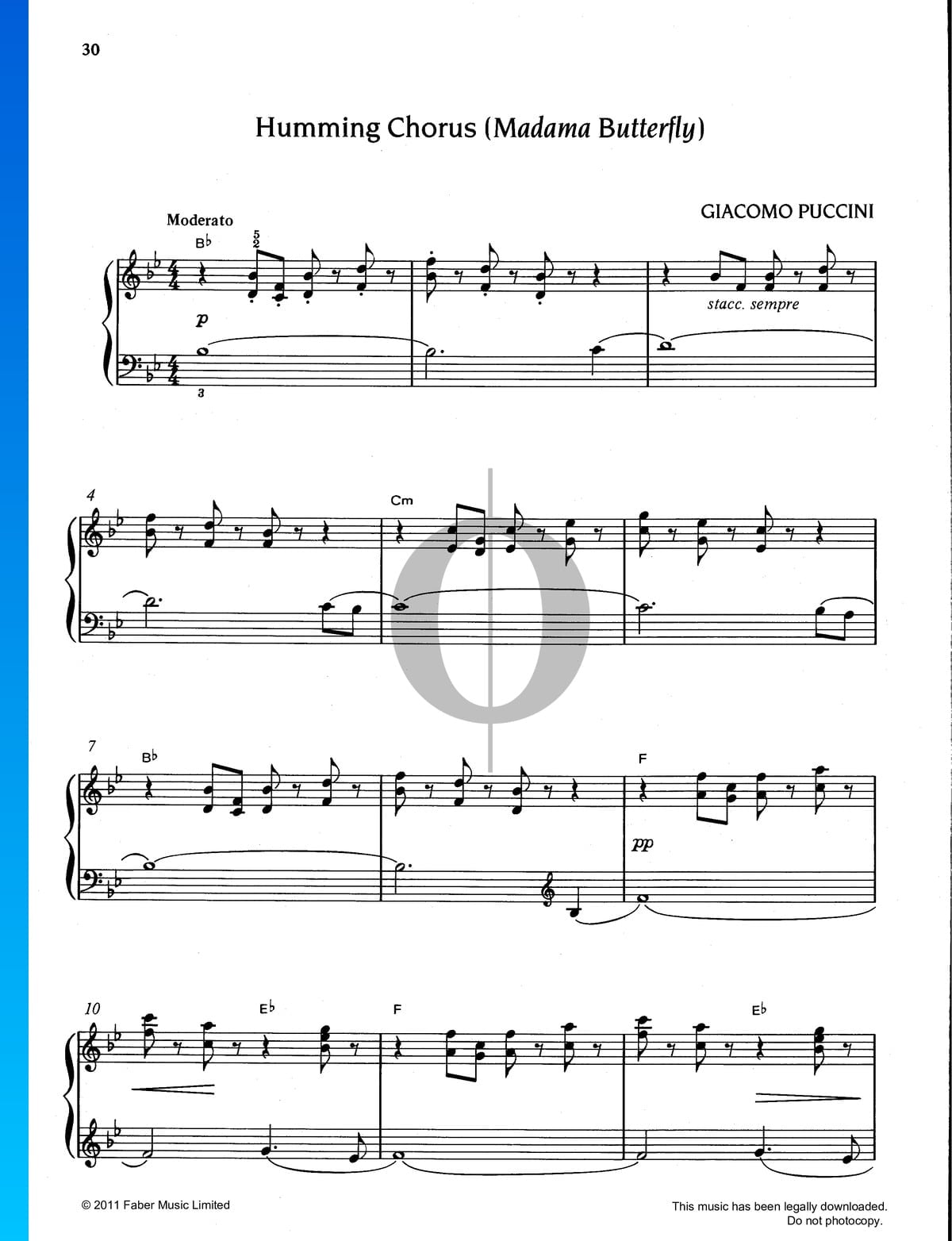 equilibrar Saga Adjunto archivo Coro a bocca chiusa Partitura » Giacomo Puccini (Piano Solo) | Descarga PDF  - OKTAV