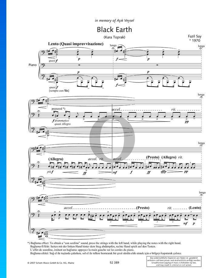 Black Earth, Op. 8 (Fazil Say) Piano Sheet Music OKTAV