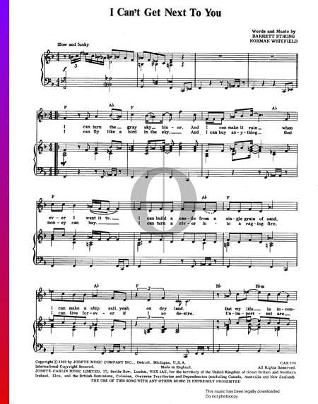 I Can't Get Next To You Musik-Noten