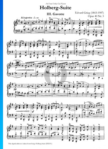 Holberg Suite, Op. 40: Gavotte Musik-Noten