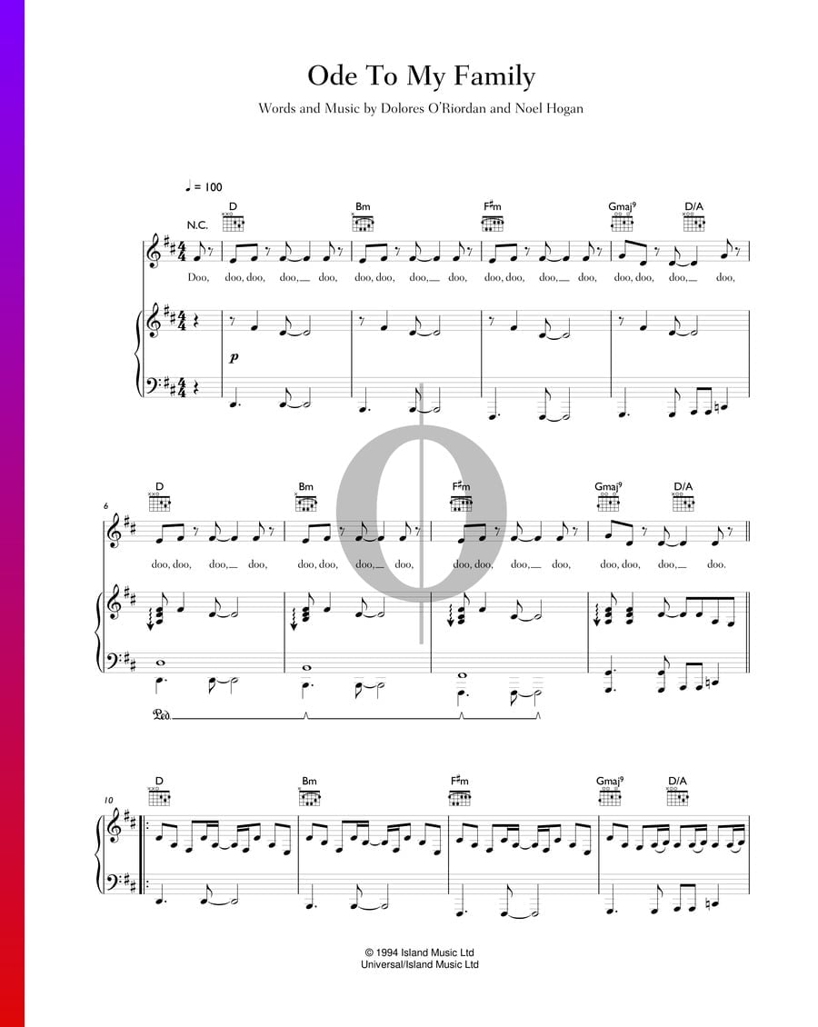 Ode To My Family (The Cranberries) Piano Sheet Music OKTAV
